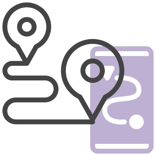 An icon resembling a mobile app's location feature, showing the user's position on a map